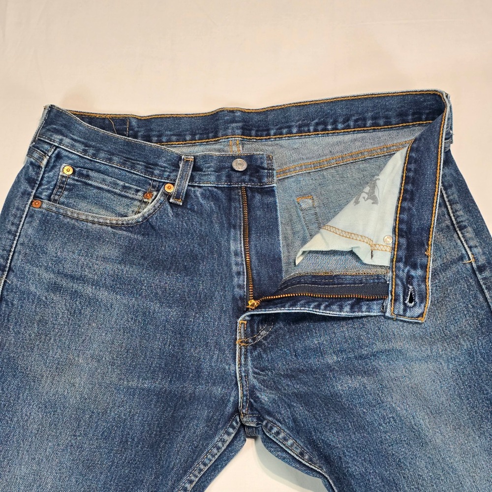 Levis 505 Regular Fit Straight Leg Jeans Mens 34x29 Blue Denim 00505-0216 - Picture 14 of 16
